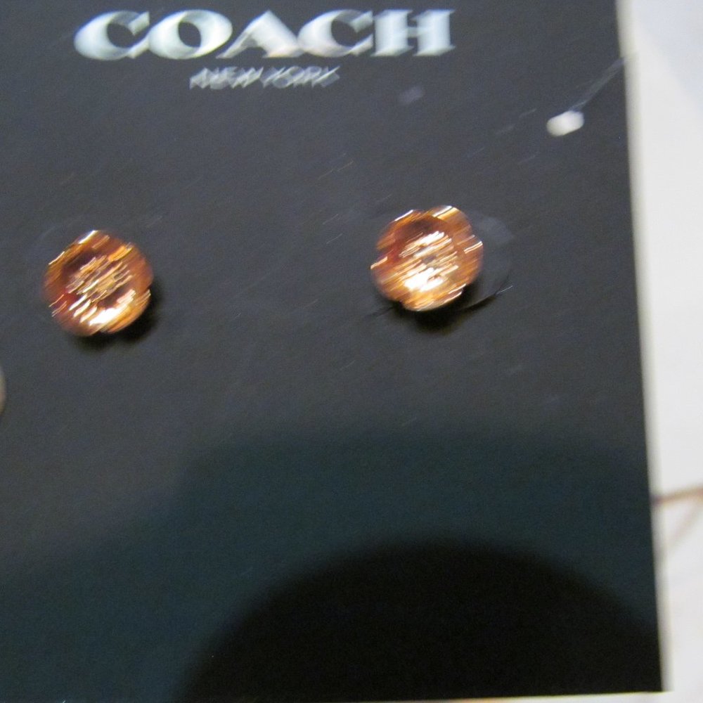 Coach New York dainty flower gold tone pierced earrings new